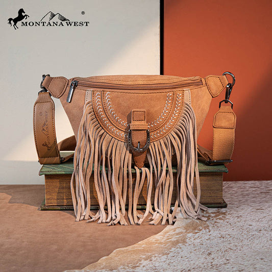 Montana West Fringe Crossbody Belt Bag