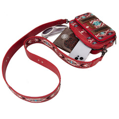 Wrangler Aztec Printed Crossbody Purse-Red