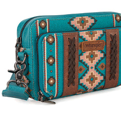 Wrangler Aztec Printed Crossbody Purse-Turquoise