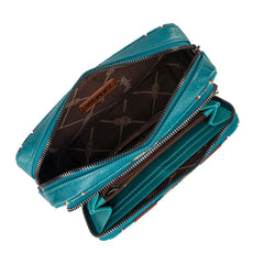 Wrangler Aztec Printed Crossbody Purse-Turquoise