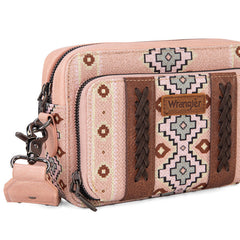 Wrangler Aztec Printed Crossbody Purse-Pink