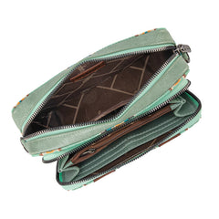 Wrangler Aztec Printed Crossbody Purse-Green