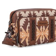 Wrangler Aztec Printed Crossbody Purse-Light Coffee