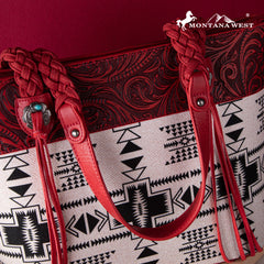 2024 New Montana West Braided Strap Aztec Collection Tote Bag