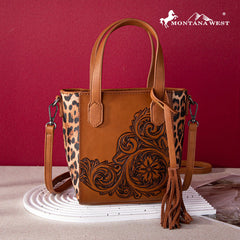 2024 New Montana West Floral Embossed Leopard Collection Bag