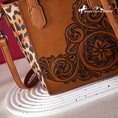 2024 New Montana West Floral Embossed Leopard Collection Bag