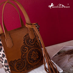 2024 New Montana West Floral Embossed Leopard Collection Bag