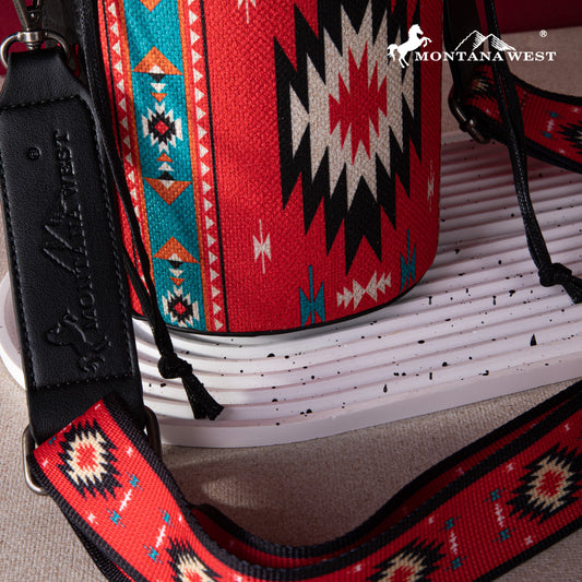 2024 New Montana West Aztec Drawstring Bucket Crossbody Purse