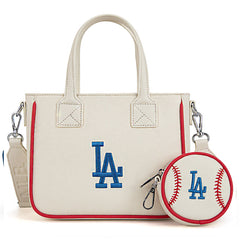 MLB Los Angeles Dodgers Team Tote/Crossbody with Baseball Coin Pouch