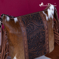 Montana West Hair-On Cowhide/Tooled Fringe Concealed Carry Crossbody Bag