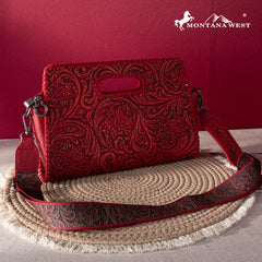 2024 New Montana West Floral Embossing Whipstitch Crossbody Bag