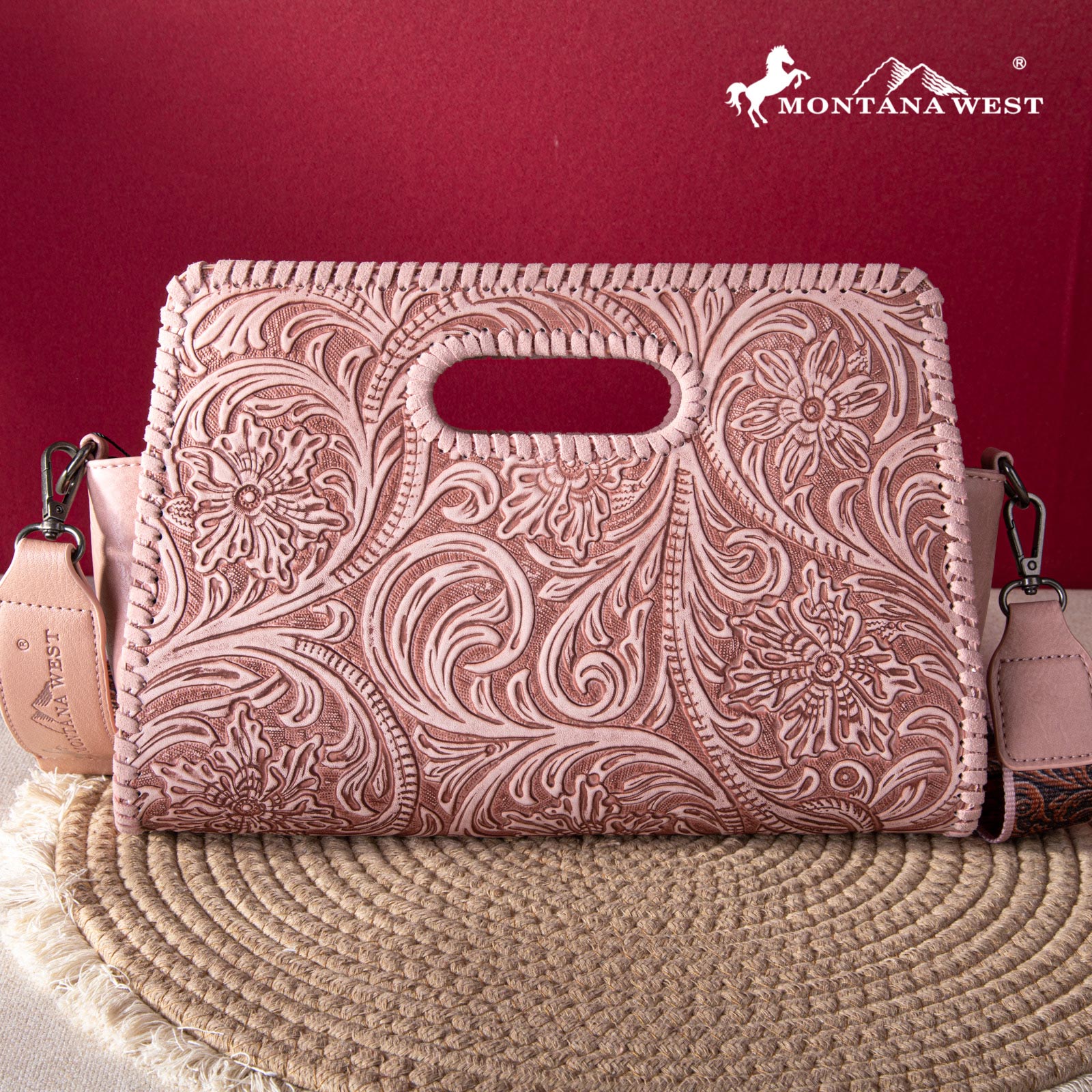 2024 New Montana West Floral Embossing Whipstitch Crossbody Bag