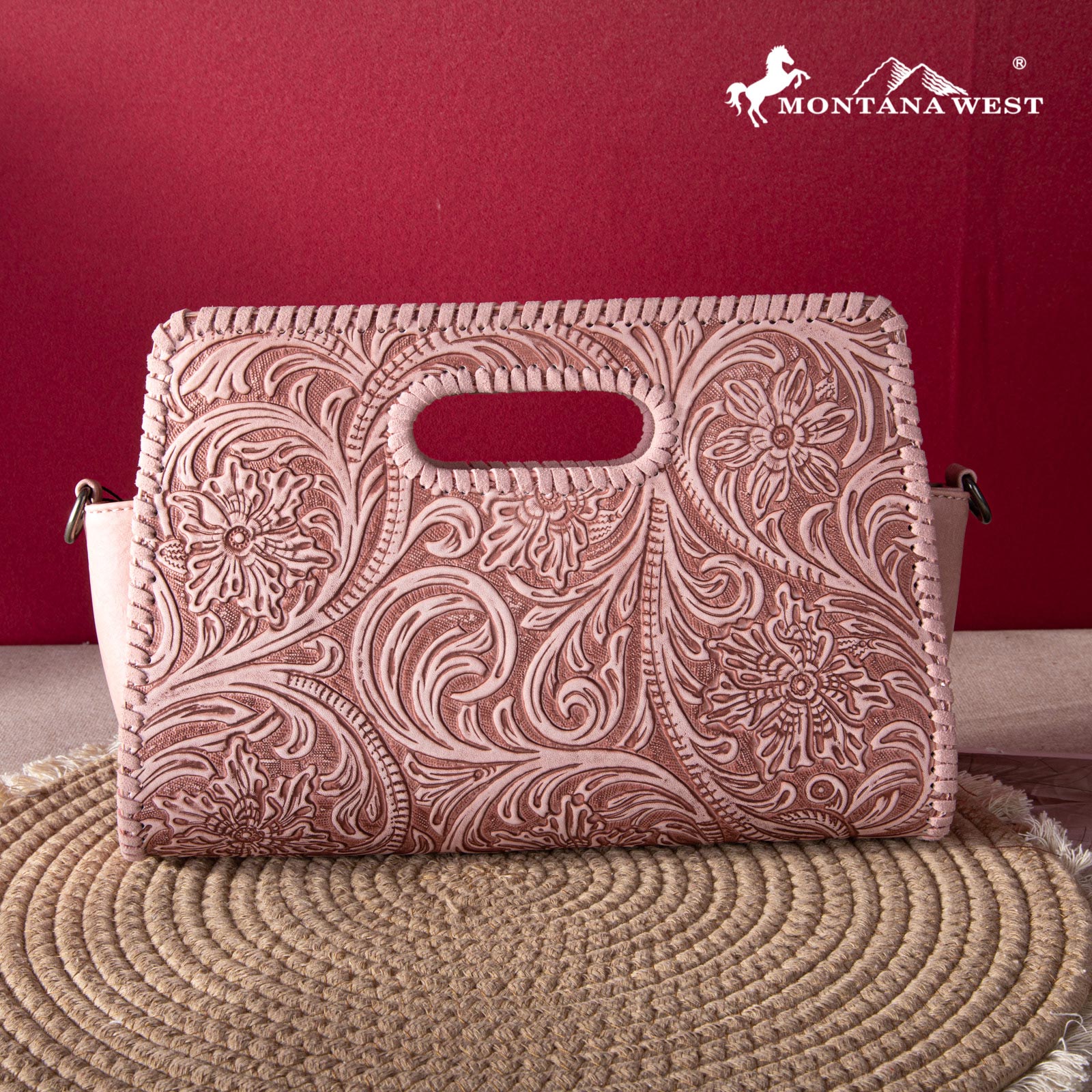 2024 New Montana West Floral Embossing Whipstitch Crossbody Bag
