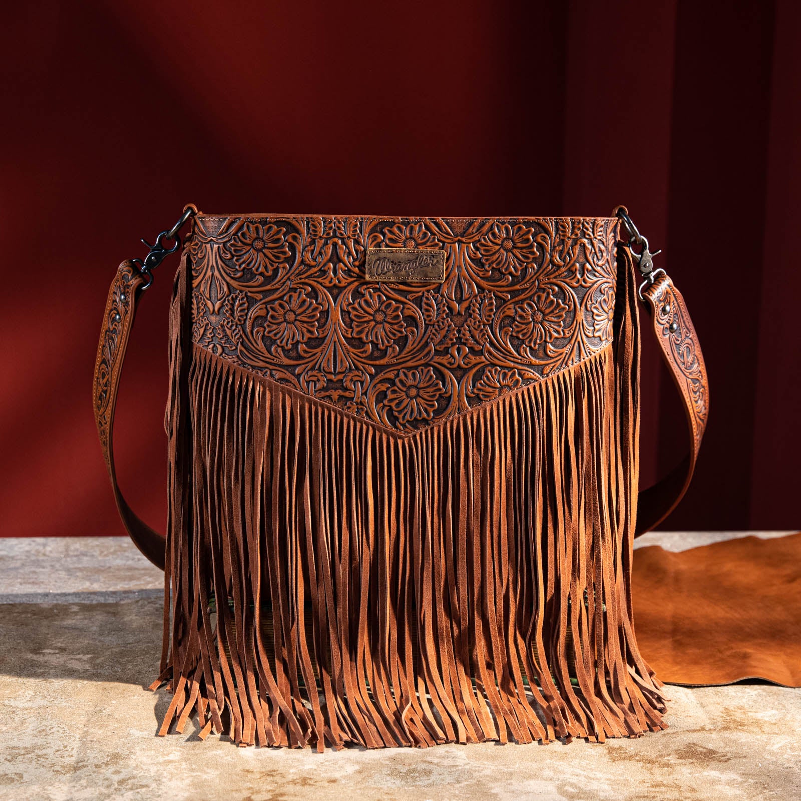 Vintage Indeed suede leather tan fringe bottom crossbody purse bag | eBay