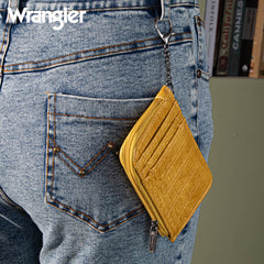 Wrangler Croc Print Mini Zip Card Case - Mustard