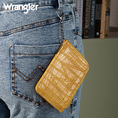 Wrangler Croc Print Mini Zip Card Case - Mustard