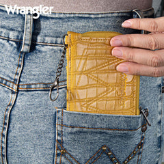 Wrangler Croc Print Mini Zip Card Case - Mustard