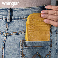 Wrangler Croc Print Mini Zip Card Case - Mustard