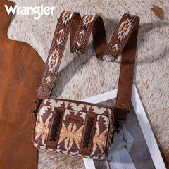 Wrangler Aztec Printed Crossbody Purse-Light Coffee