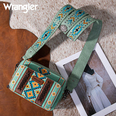 Wrangler Aztec Printed Crossbody Purse-Green