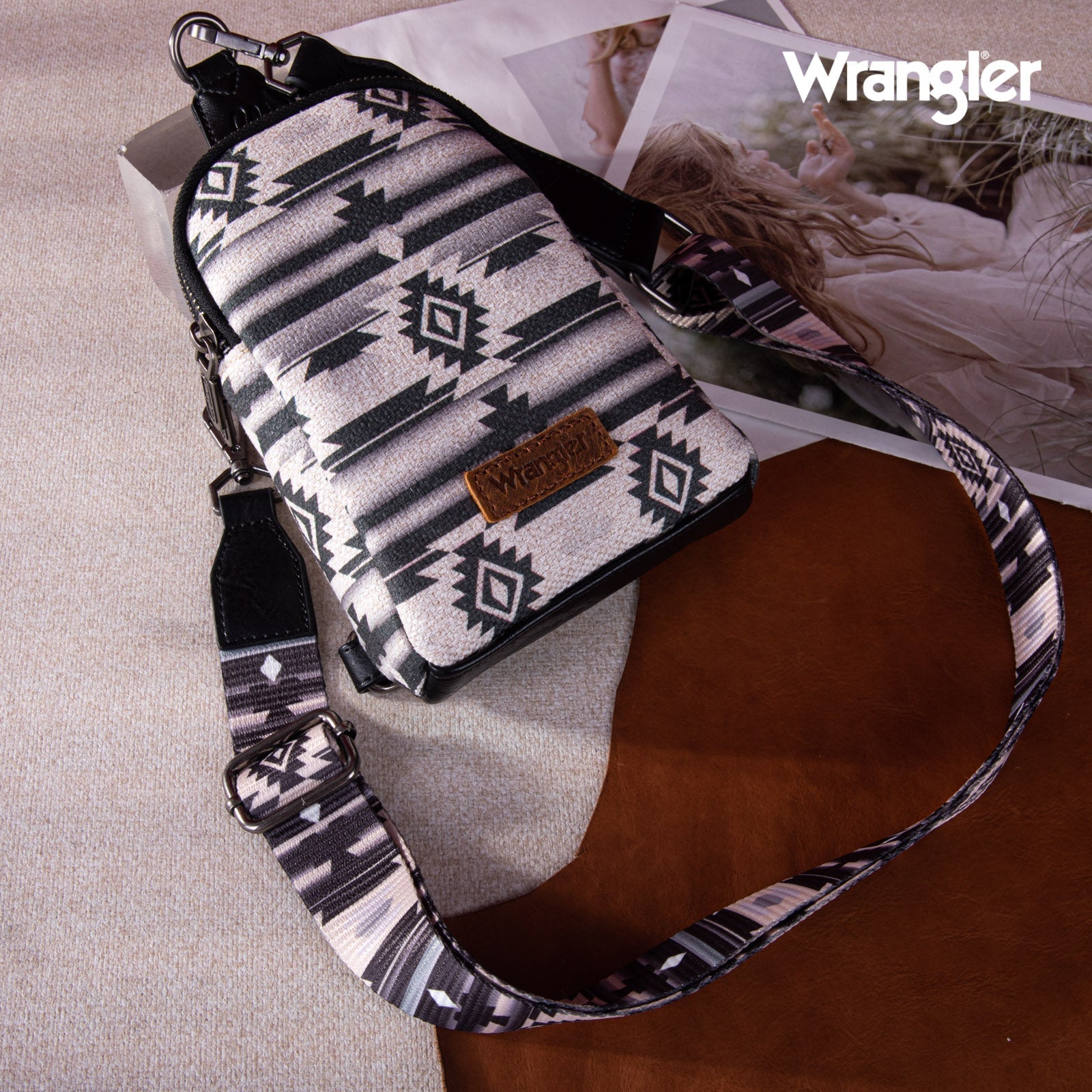 2024 New Wrangler Southwestern Print Canvas Crossbody/Sling/Chest Bag - Cowgirl Wear