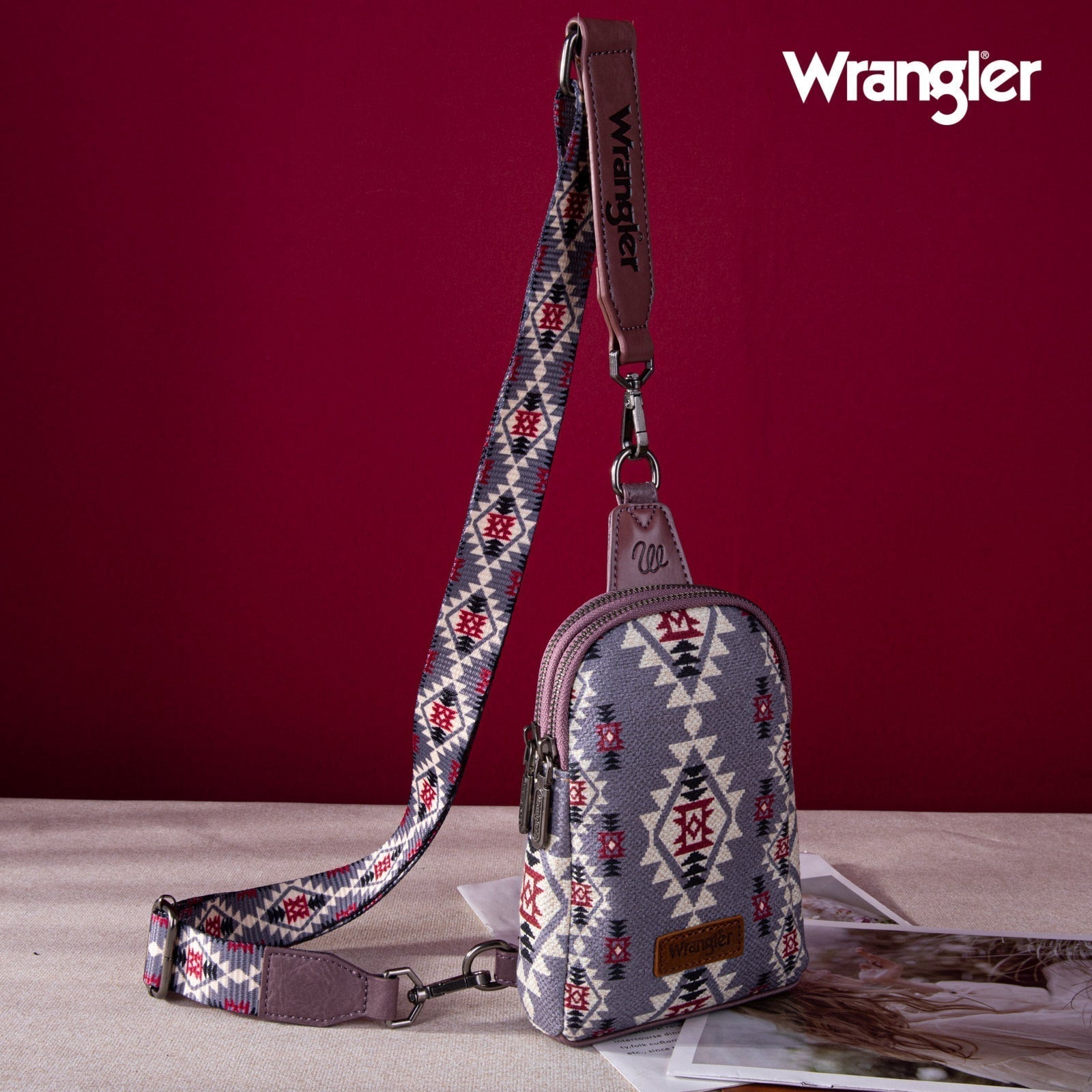 2024 New Wrangler Southwestern Print Canvas Crossbody/Sling/Chest Bag - Cowgirl Wear