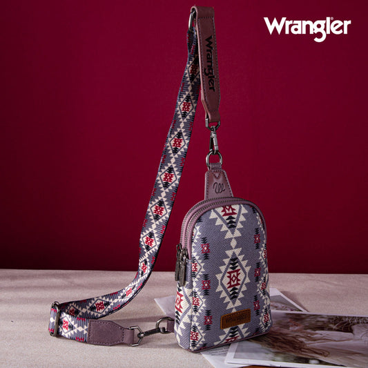 2024 New Wrangler Southwestern Print Canvas Crossbody/Sling/Chest Bag-Lavender