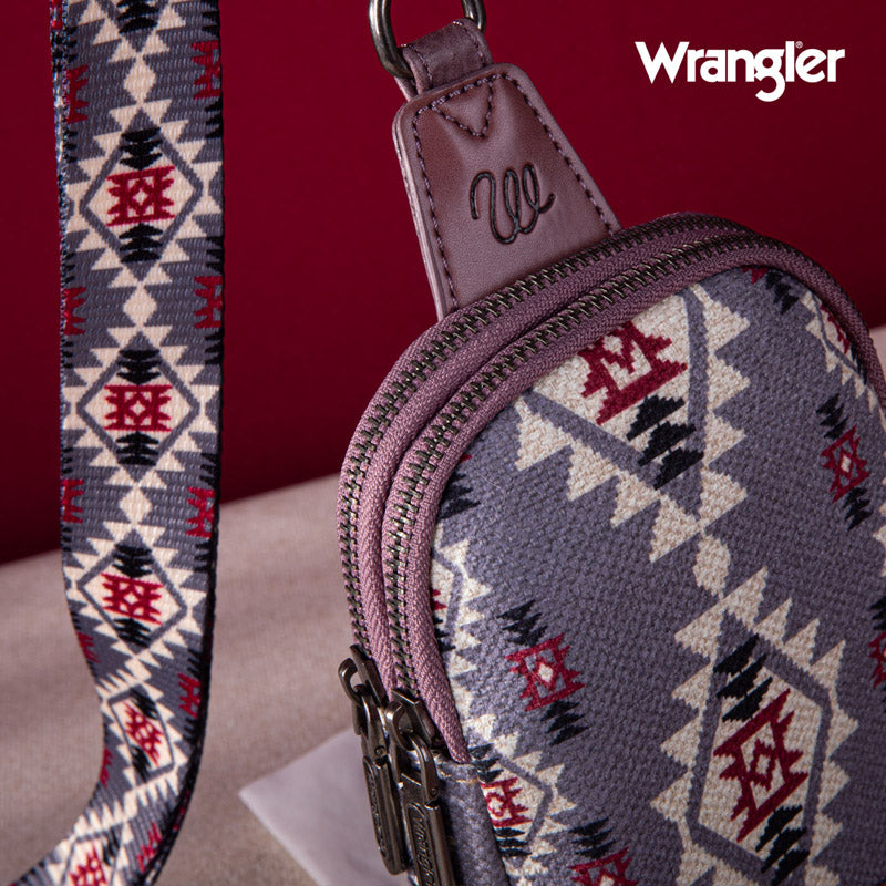 2024 New Wrangler Aztec Southwestern Pattern Canvas Wallet with Wristlet Strap Coffee