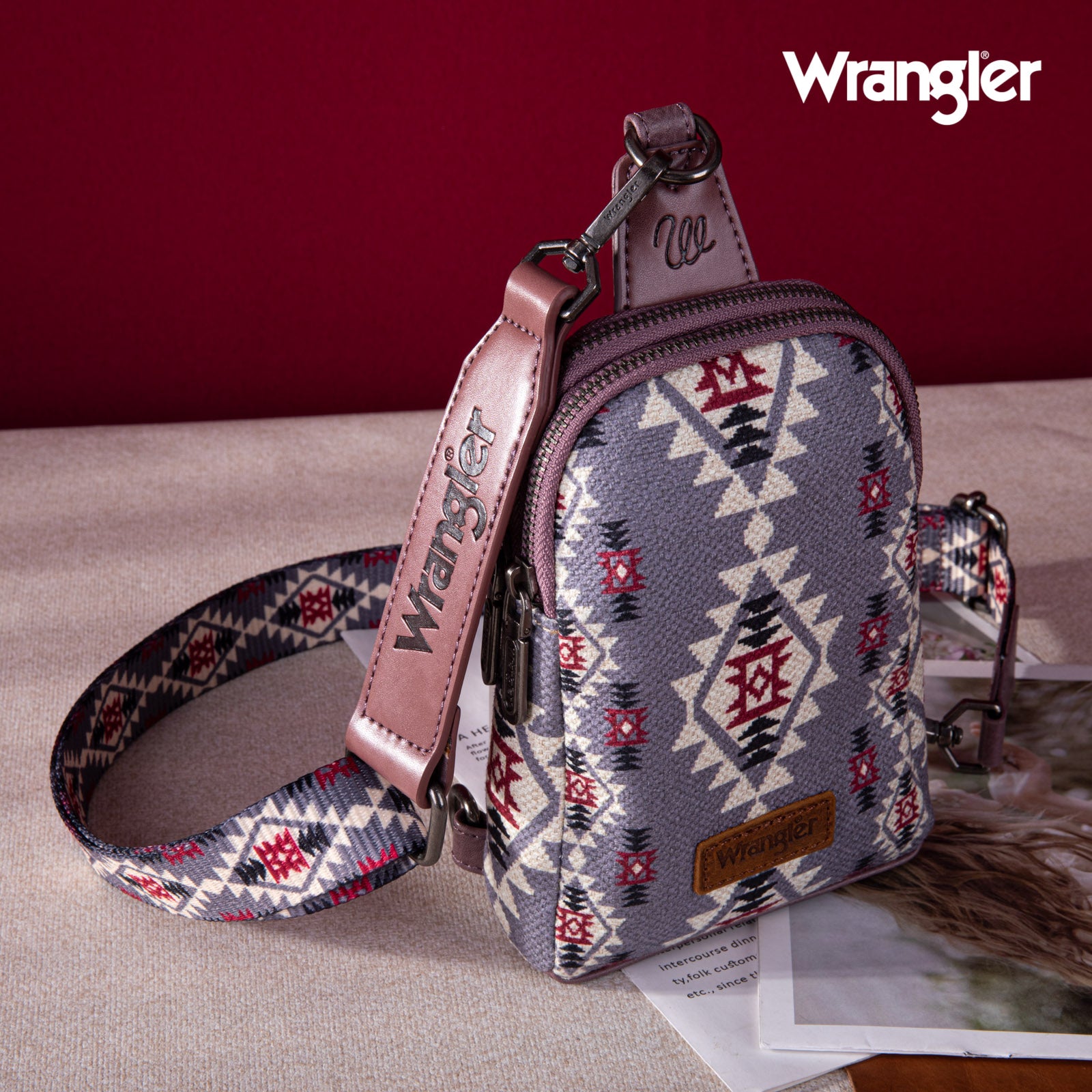 2024 New Wrangler Southwestern Print Canvas Crossbody/Sling/Chest Bag - Cowgirl Wear