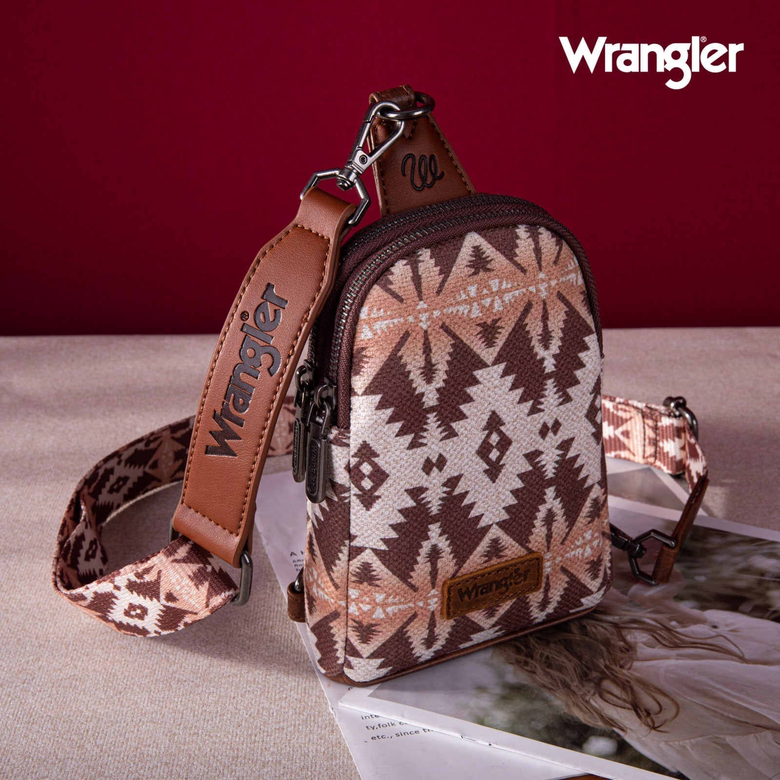 2024 New Wrangler Southwestern Print Canvas Crossbody/Sling/Chest Bag - Cowgirl Wear