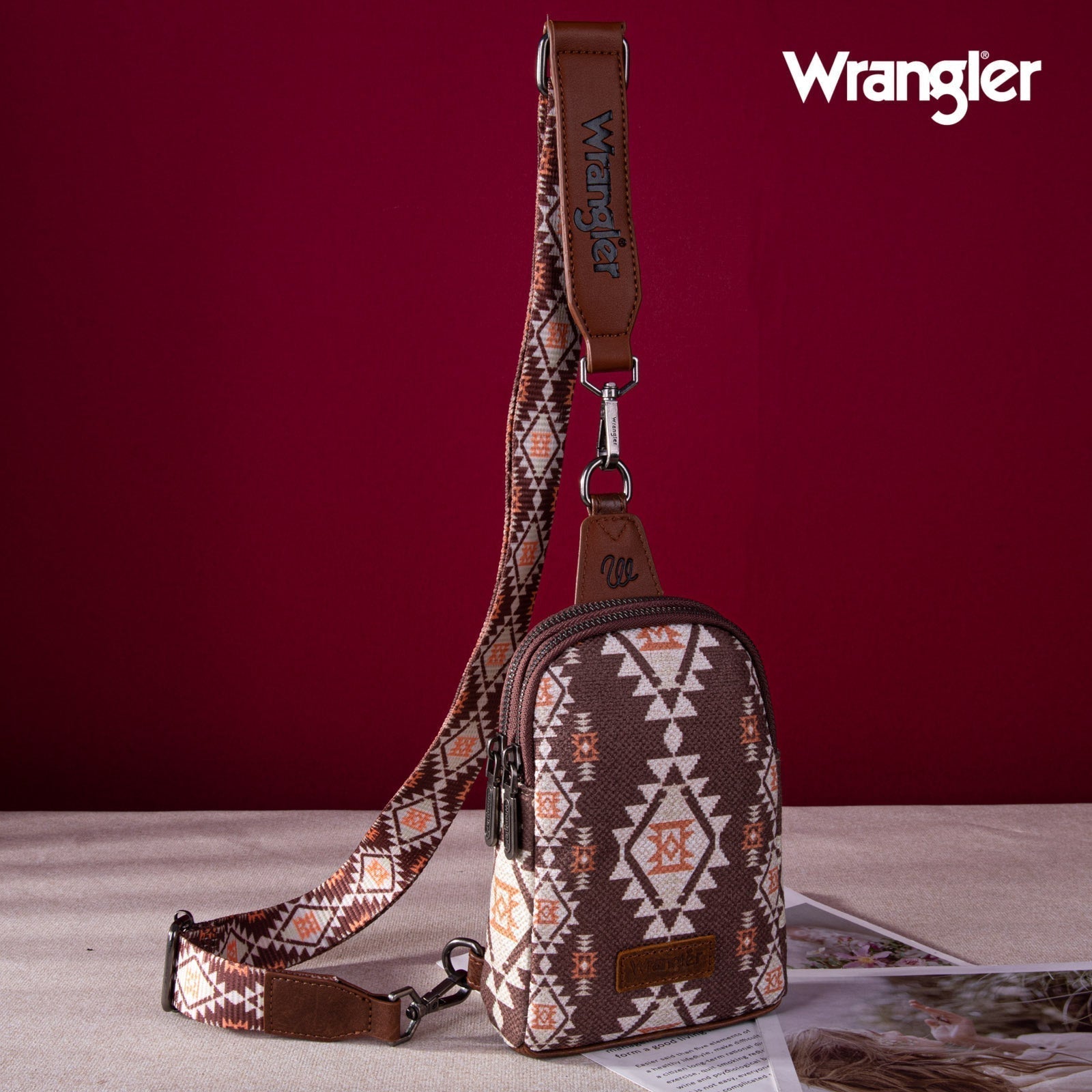 2024 New Wrangler Southwestern Print Canvas Crossbody/Sling/Chest Bag - Cowgirl Wear