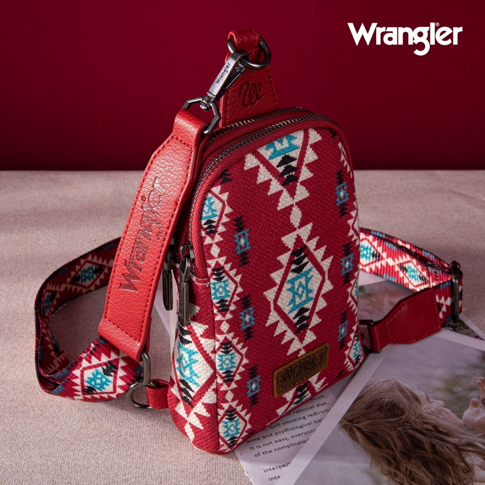 2024 New Wrangler Southwestern Print Canvas Crossbody/Sling/Chest Bag - Cowgirl Wear