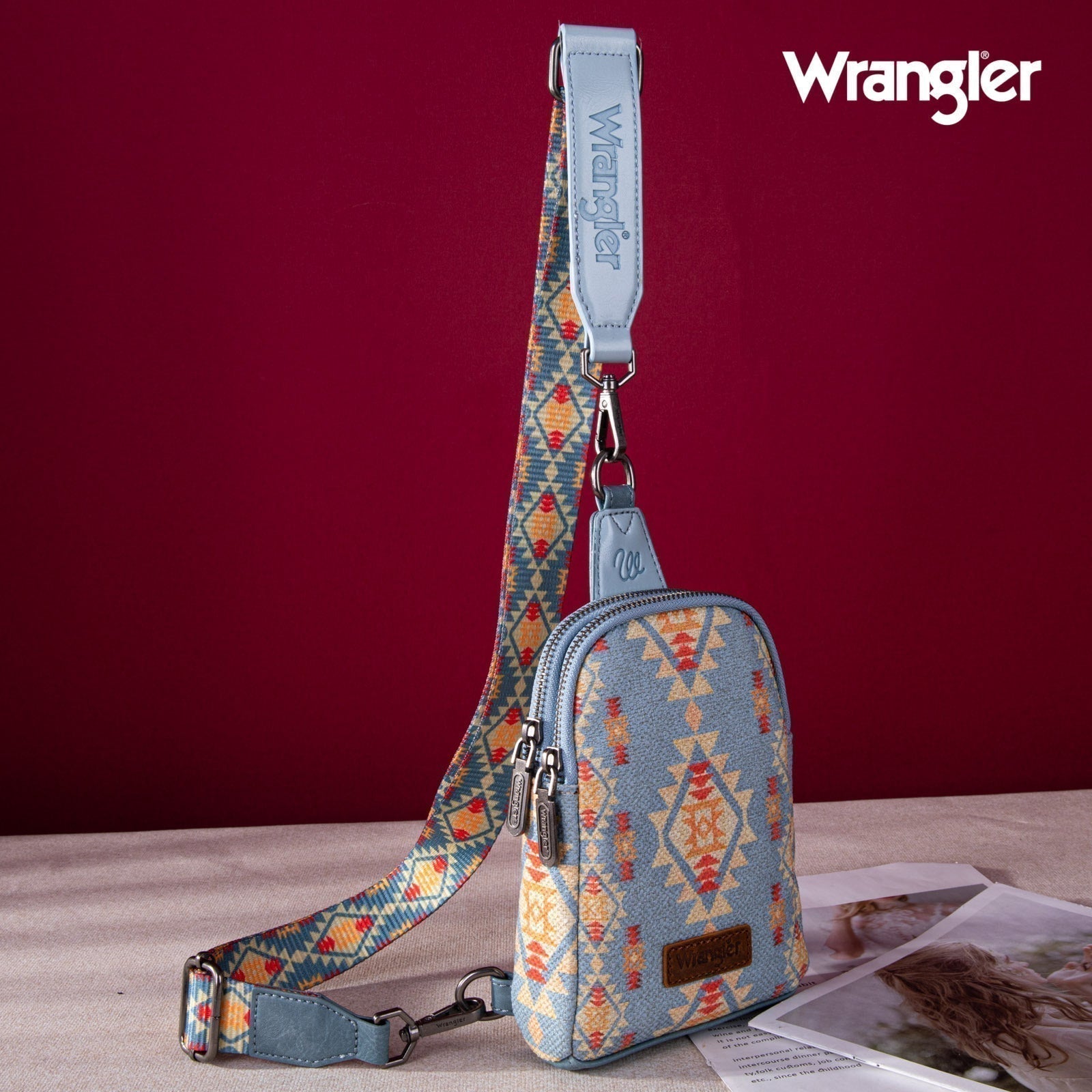 2024 New Wrangler Southwestern Print Canvas Crossbody/Sling/Chest Bag - Cowgirl Wear