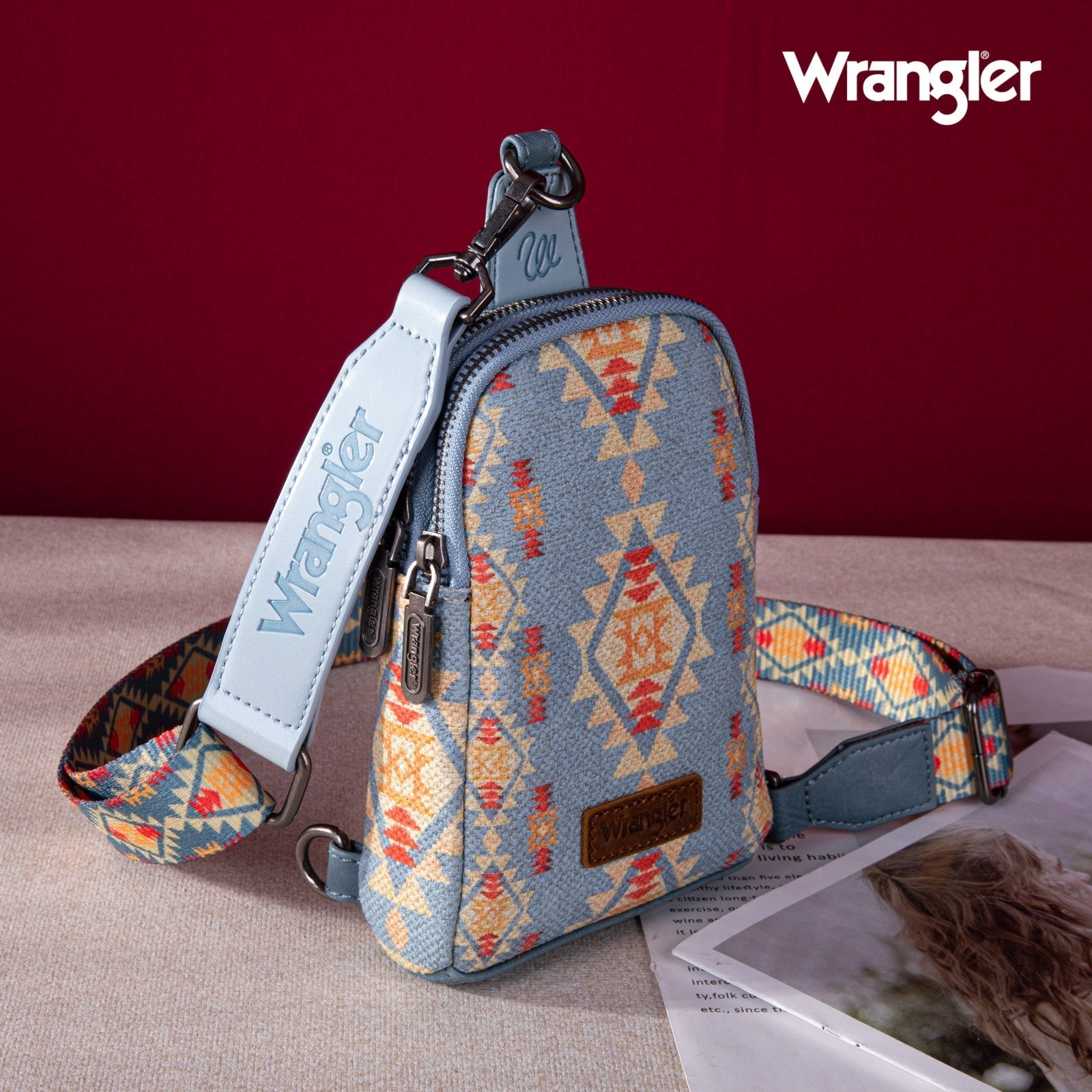 2024 New Wrangler Southwestern Print Canvas Crossbody/Sling/Chest Bag - Cowgirl Wear