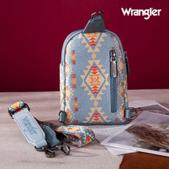 2024 New Wrangler Southwestern Print Canvas Crossbody/Sling/Chest Bag - Cowgirl Wear