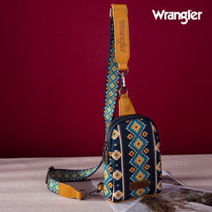 2024 New Wrangler Southwestern Print Canvas Crossbody/Sling/Chest Bag - Cowgirl Wear