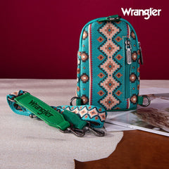 2024 New Wrangler Southwestern Print Canvas Crossbody/Sling/Chest Bag - Cowgirl Wear