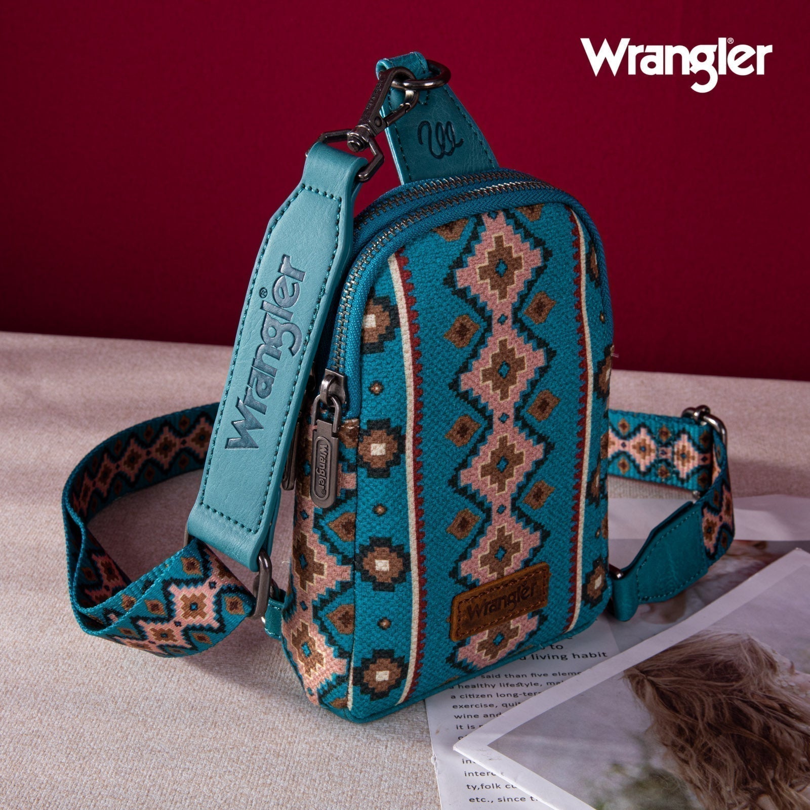 2024 New Wrangler Southwestern Print Canvas Crossbody/Sling/Chest Bag - Cowgirl Wear