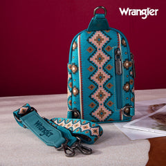 2024 New Wrangler Southwestern Print Canvas Crossbody/Sling/Chest Bag - Cowgirl Wear