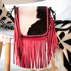 Montana West Genuine Leather Hair-On Collection Fringe Crossbody