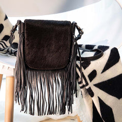 Montana West Genuine Leather Hair-On Collection Fringe Crossbody