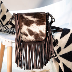 Montana West Genuine Leather Hair-On Collection Fringe Crossbody