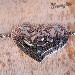 Wrangler Heart Shape Stone Concho Chain Belt - Cowgirl Wear
