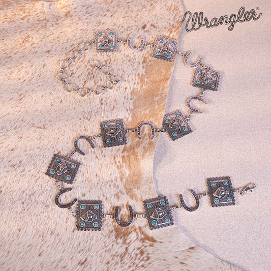 Wrangler Oval Flower Shape Camellia Central with Turquoise Chain Belt