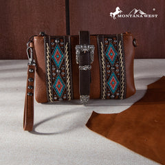 MW1254-181 Montana West Buckle Aztec  Collection Clutch/Crossbody