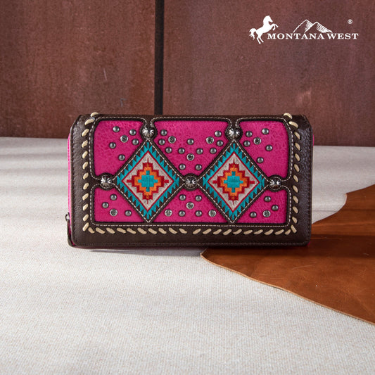 MW1254-W010 Montana West Buckle Aztec Collection Wallet