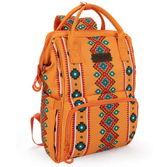 2024 New Wrangler Aztec Southwestern Pattern Dual Sided Print Multi-function Backpack-Mustard