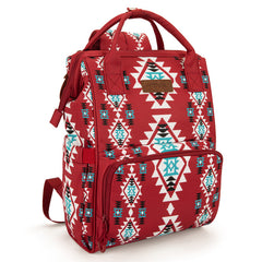 2024 New Wrangler Aztec Southwestern Pattern Dual Sided Print Multi-function Backpack-Red