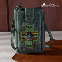 MW1261-183  Montana West Embroidered Arrows Feathers Collection Phone Wallet/Crossbody