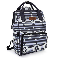 2024 New Wrangler Aztec Southwestern Pattern Dual Sided Print Multi-function Backpack-BLACK